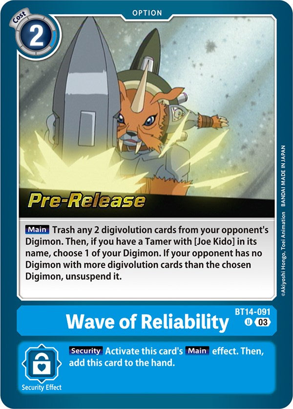 Wave of Reliability [BT14-091] [Blast Ace Pre-Release Cards] Online Sale