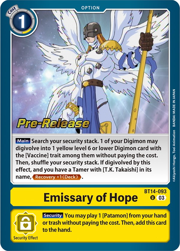 Emissary of Hope [BT14-093] [Blast Ace Pre-Release Cards] Supply