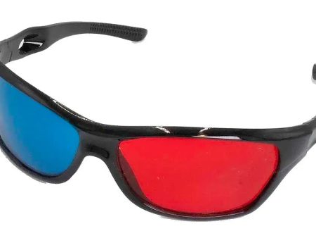 Red Cyan - 3D Anaglyph Plastic Frame Glasses - Wrap Around Design - NEW For Cheap