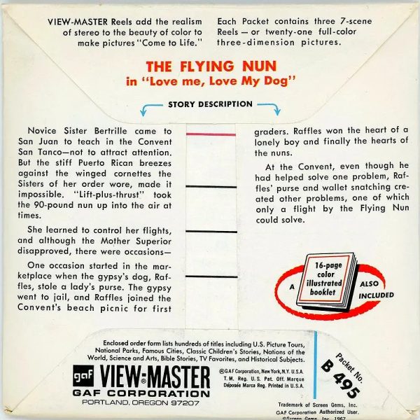 Flying Nun  - View-Master 3 Reel Packet - 1970s - vintage - (PKT-B495-G1A) Fashion