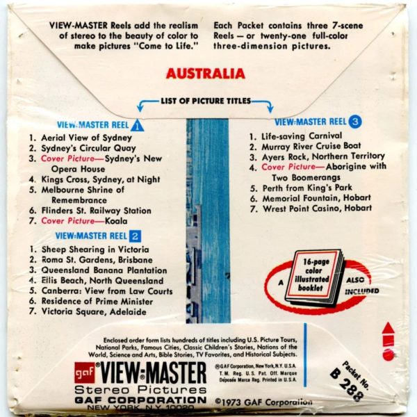 Australia - View-Master- Vintage - 3 Reel Packet - 1970s views ( PKT- B288 - G3Bmint ) on Sale