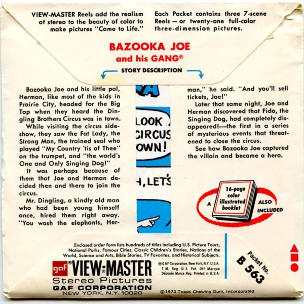 Bazooka Joe and His Gang - View-Master 3 Reel Packet - vintage - (PKT- B563-G3A) For Sale