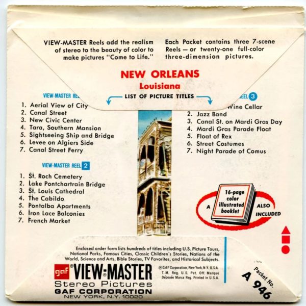 New Orleans - View-Master 3 Reel Packet - 1970s views - vintage - (ECO-A946-G3A) Online now