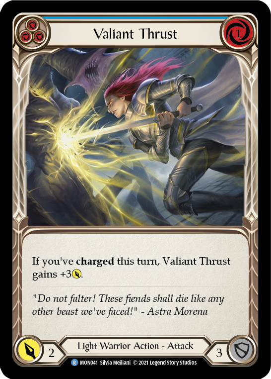 Valiant Thrust (Blue) [MON041] (Monarch)  1st Edition Normal For Sale