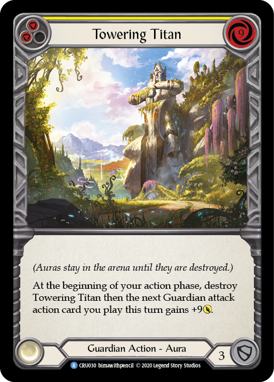 Towering Titan (Yellow) [CRU030] (Crucible of War)  1st Edition Rainbow Foil Supply