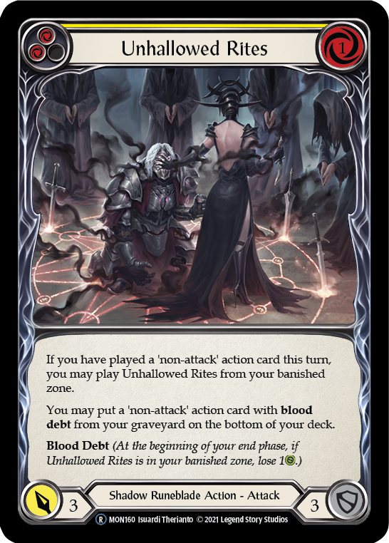 Unhallowed Rites (Yellow) [U-MON160-RF] (Monarch Unlimited)  Unlimited Rainbow Foil Online Sale