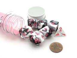 Chessex - Gemini® Polyhedral Black-White pink 7-Die Set Hot on Sale