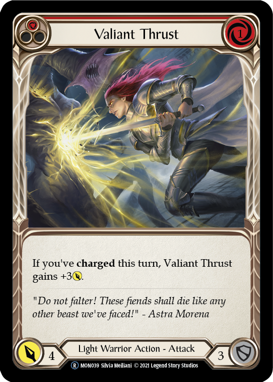 Valiant Thrust (Red) [U-MON039-RF] (Monarch Unlimited)  Unlimited Rainbow Foil Online Hot Sale