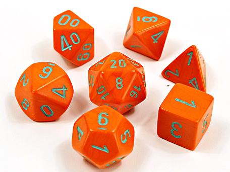 Chessex - HeavyTM Dice Polyhedral Orange turquoise 7-Die Set Online